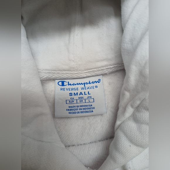 Champion MEN'S  Reverse Weave Hoodie WHITE Small - Picture 7 of 11